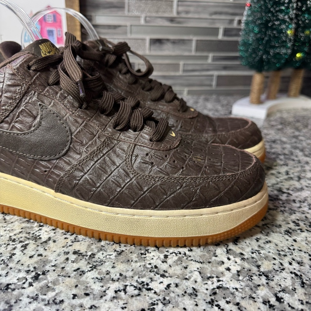 Nike Air Force 1 Low '07 LV8 "Brown Croc" sneaker crocodile-textured men’s SZ 11 - Picture 3 of 11